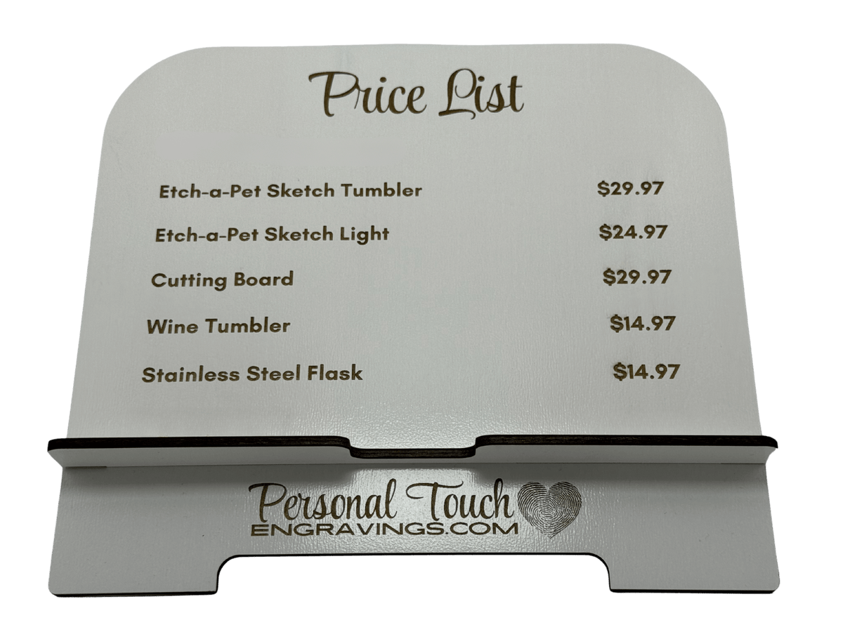 Custom Engraved Price List Sign - White MDF Wood image